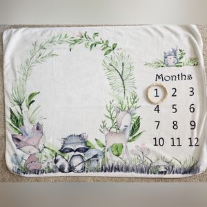 Woodlands Baby Animals Monthly Marker Baby Blanket